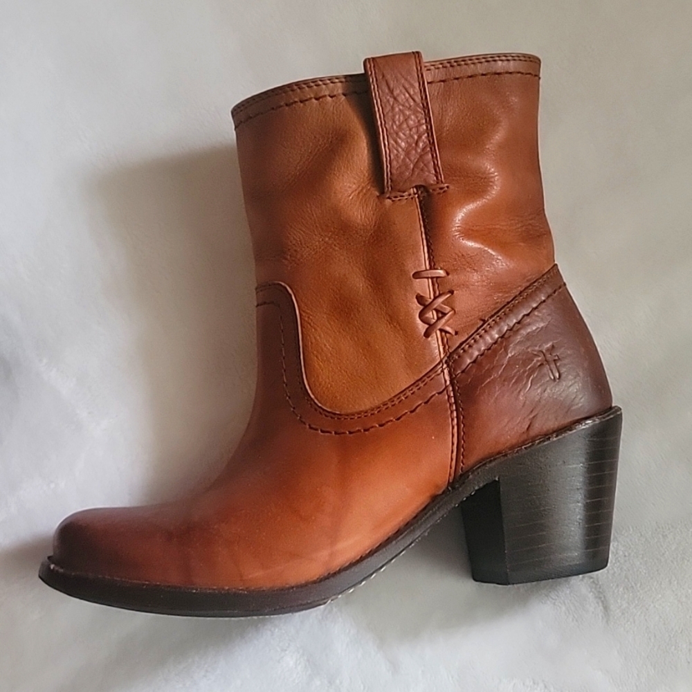 FRYE Billy short Cognac brown leather boots